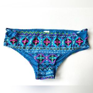 Xhilaration Bikini Bottom Womens Blue pink Aztec Tribal Swim Cutout Side…